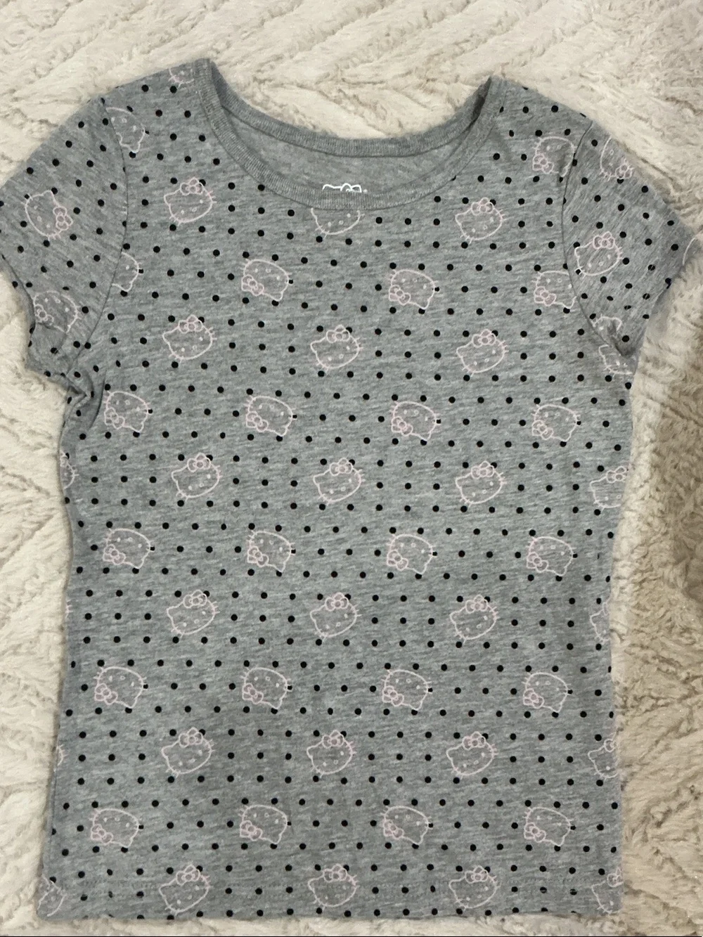 Hello Kitty Denim Pinafore Jumper Skirt with Grey Polka Dot Tee